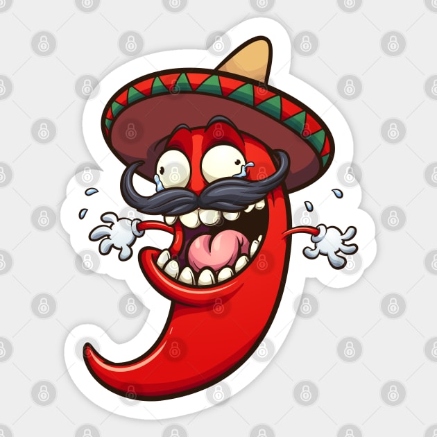 Crazy Mexican chili pepper Sticker by memoangeles